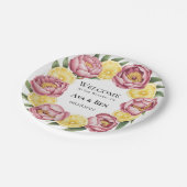 Dusty Pink Peonies and Lemon Wedding Paper Tellers Pappteller (Schrägansicht)