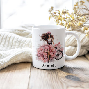 Dusty Pink Peonies Fashion Model Individuelle Name Kaffeetasse