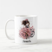 Dusty Pink Peonies Fashion Model Individuelle Name Kaffeetasse (Links)