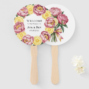 Dusty Pink Peonies und Lemon Wedding Willkommen Fächer