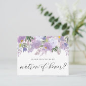 Dusty Pink Peony Be My Matron of Honour Card Postkarte (Stehend Vorderseite)