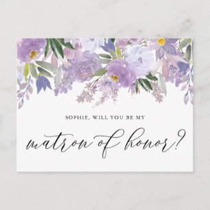 Dusty Pink Peony Be My Matron of Honour Card Postkarte