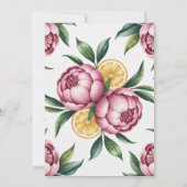 Dusty Pink Peonys und Lemon Brunch and Bubbly Einladung (Rückseite)