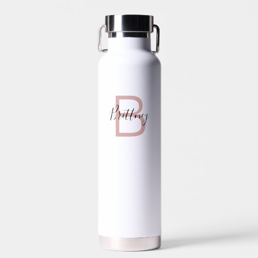  Dusty Pink Personalized Monogram Trinkflasche (Vorne)