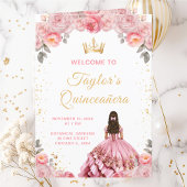 Dusty Pink Princess Floral Quinceañera Programm