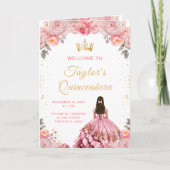 Dusty Pink Princess Floral Quinceañera Programm (Vorderseite)