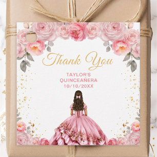Dusty Pink Princess Quinceañera Dankeschön Geschenkanhänger
