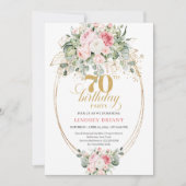 Dusty Pink Printable 70th Birthday Invitation Einladung (Vorderseite)