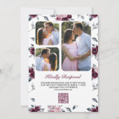 Dusty Pink Pum Lila Floral QR Code Wedding Einladung (Rückseite)