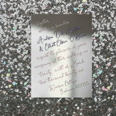 Dusty Pink & Purple Bold Script Silver Wedding Folieneinladung