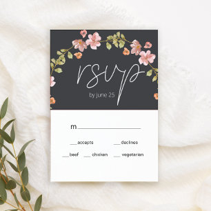 Dusty Pink Purple Floral Wedding RSVP Card Karte