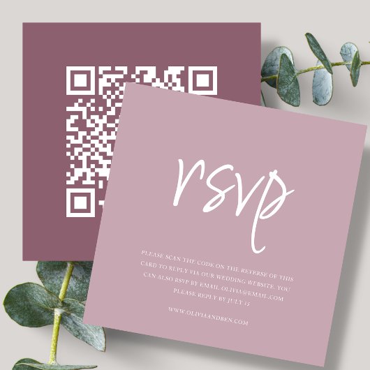Dusty Pink | QR-Code | HochzeitsrSVP Begleitkarte