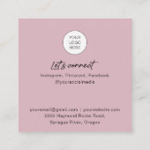 Dusty Pink QR-Code nagelt Foto-Visitenkarten Quadratische Visitenkarte (Rückseite)