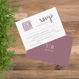 Dusty Pink QR Code Wedding RSVP Karte