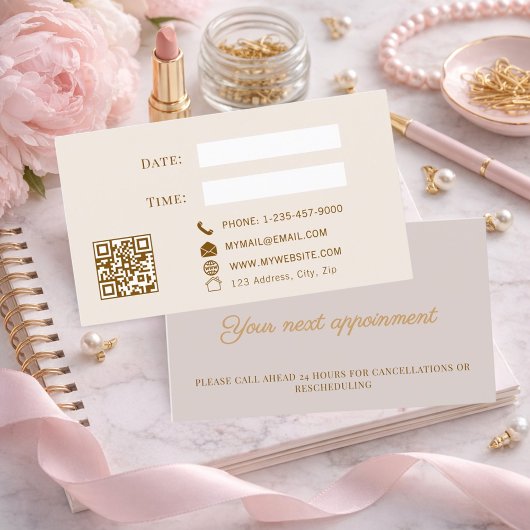 Dusty pink QR customer client appointment card Rabattkarte