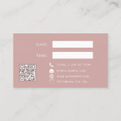 Dusty pink QR customer client appointment card Rabattkarte (Rückseite)