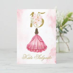 Dusty Pink Quinceanera Einladung