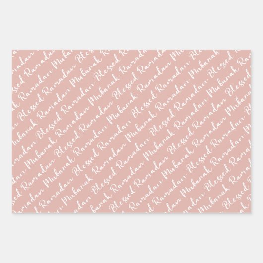 Dusty Pink Ramadan Calligraphy Masjid Pattern Geschenkpapier Set (Vorderseite)
