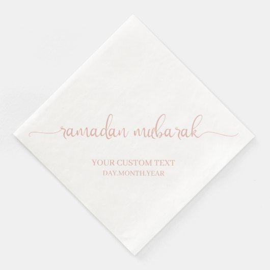 Dusty Pink Ramadan Mubarak Calligraphy Custom Serviette (Ecke)