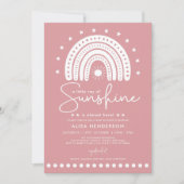 Dusty Pink Ray of Sunshine Boho Girl Baby Shower Einladung (Vorderseite)