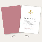 Dusty Pink Religious Cross Girl Confirmation Dankeskarte