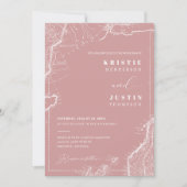 Dusty Pink Retro Travel QR Code Foto Hochzeit Einladung (Vorderseite)