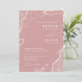 Dusty Pink Retro Travel QR Code Foto Hochzeit Einladung (Stehend Vorderseite)