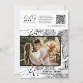 Dusty Pink Retro Travel QR Code Foto Hochzeit Einladung (Rückseite)