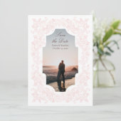 Dusty Pink Romantic Baroque Foto Save The Date (Stehend Vorderseite)