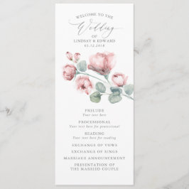 Dusty Pink Romantic Elegante Blume Hochzeit Programm