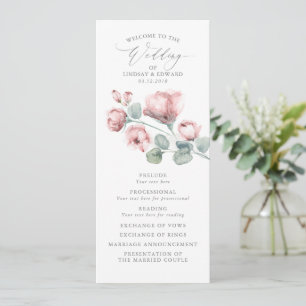 Dusty Pink Romantic Elegante Blume Hochzeit Programm