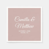 Dusty Pink Romantic Script Personalisierte Hochzei Serviette (Vorderseite)
