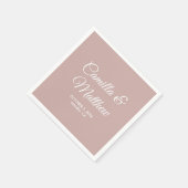 Dusty Pink Romantic Script Personalisierte Hochzei Serviette (Ecke)