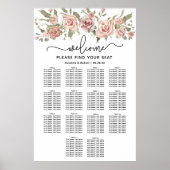 Dusty Pink Rose 14-Tisch Hochzeitstabelle Poster (Vorne)