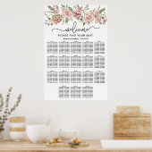 Dusty Pink Rose 18-Tisch Hochzeitstabelle Poster (Küche)