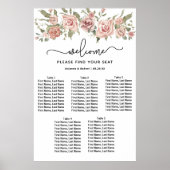 Dusty Pink Rose 5-Tisch Hochzeitstabelle Poster (Vorne)
