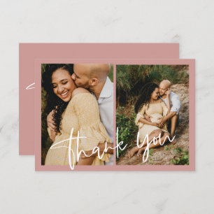 Dusty Pink/Rose Baby Dusche Foto Dankeskarte