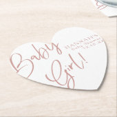 Dusty Pink/Rose Baby Girl Babydusche Herz Untersetzer (angewinkelt)