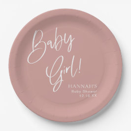 Dusty Pink/Rose Baby Girl Babydusche Pappteller