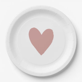 Dusty Pink/Rose Babydusche Herz Pappteller