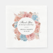 Dusty Pink Rose Blue Hydrangea Wedding Serviette (Vorderseite)