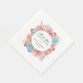 Dusty Pink Rose Blue Hydrangea Wedding Serviette (Ecke)