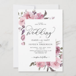 Dusty Pink Rose Blush Wasserfarbe Blumenzehen Einladung