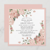 Dusty Pink Rose Brautparty Einladung (Vorne/Hinten)