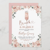 Dusty Pink Rose Brunch und Bubbly Einladung (Vorne/Hinten)
