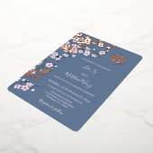 Dusty Pink Rose Chinesische Hochzeit Folieneinladung (Gedreht)