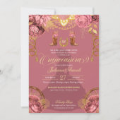 Dusty Pink Rose Eleganter Western Charro Quinceane Einladung (Vorderseite)