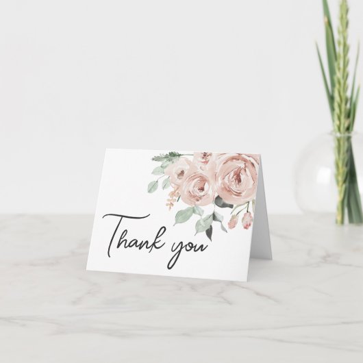 Dusty Pink Rose Es ist eine Girl Baby Dusche Dankeskarte (Vorderseite)