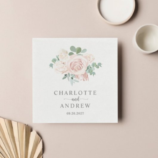 Dusty Pink Rose Eukalyptus Greenerity Wedding Serviette