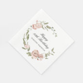 Dusty Pink Rose Floral 80. Geburtstag Serviette (Ecke)